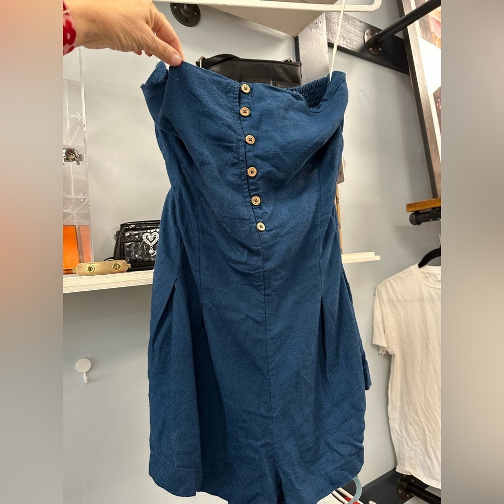 Free People Strapless Sailor Blue Romper - Picture 6 of 11
